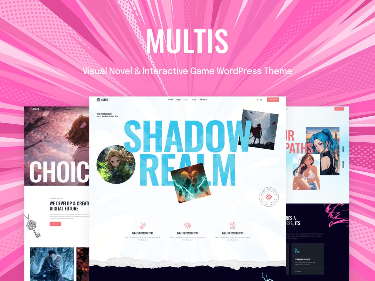 Multis - Visual Novel Interactive Indie Game WordPress Theme - ThemeREX